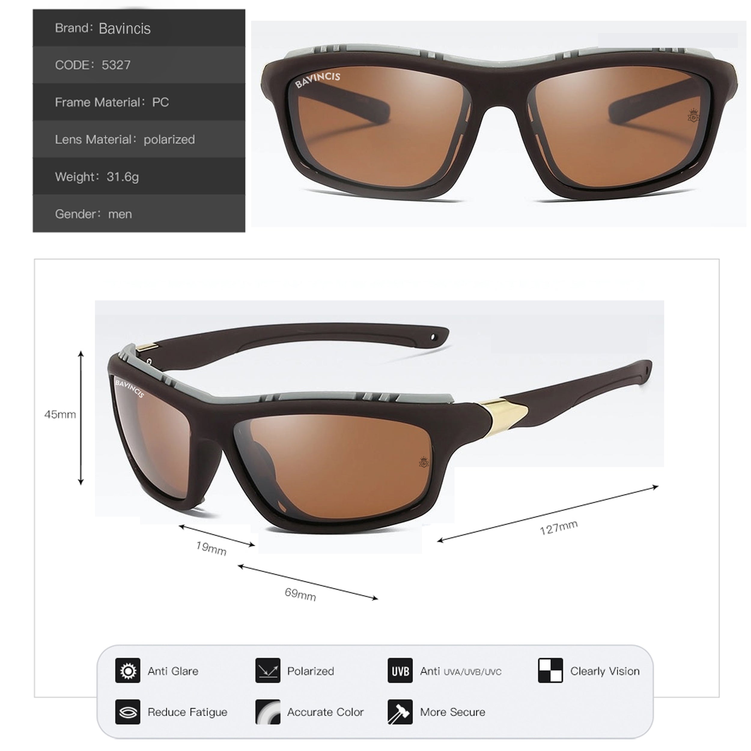 Bavincis Albert Brown And Brown Sports Edition Sunglasses