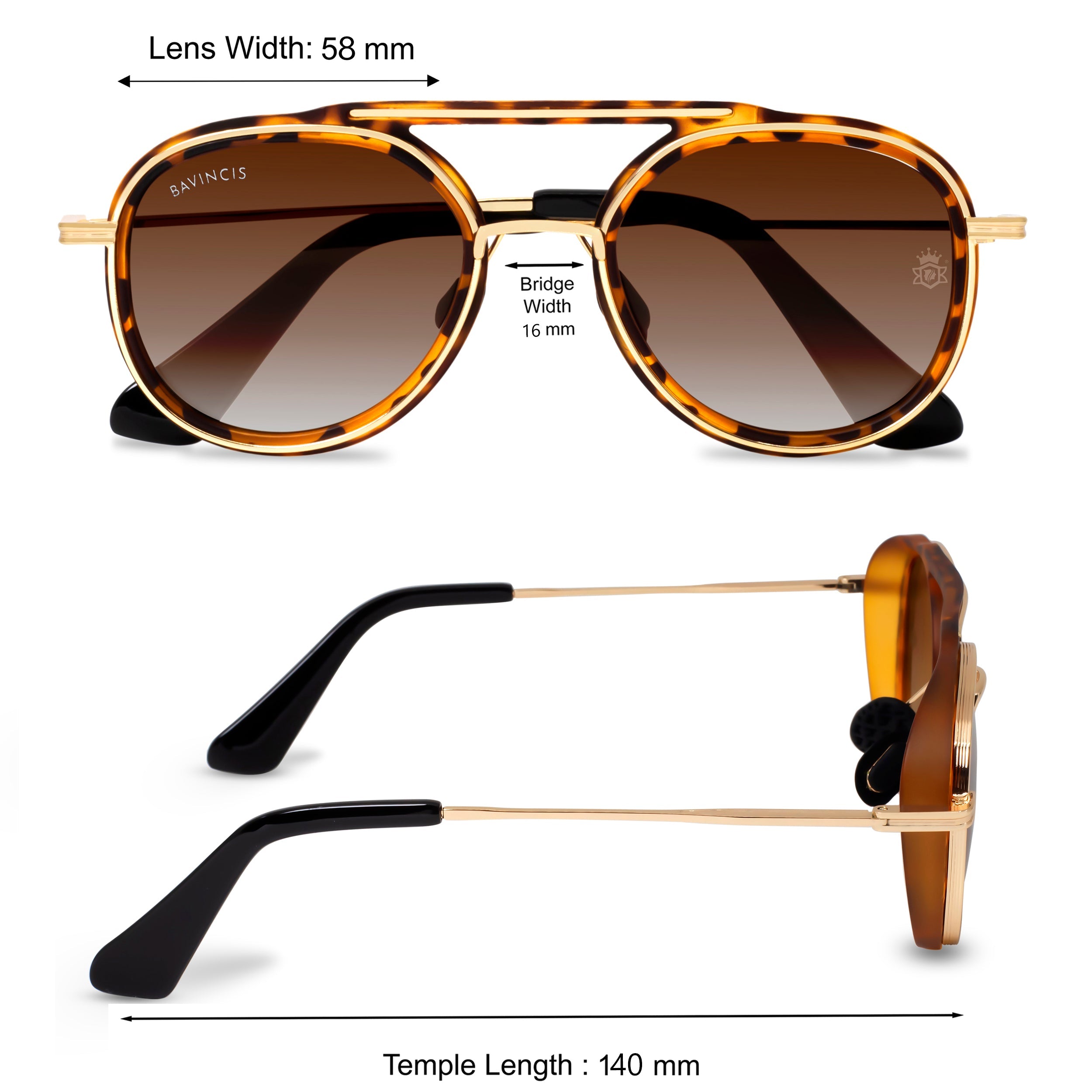 Bavincis Fleets Gold And Brown Gradient Edition Sunglasses