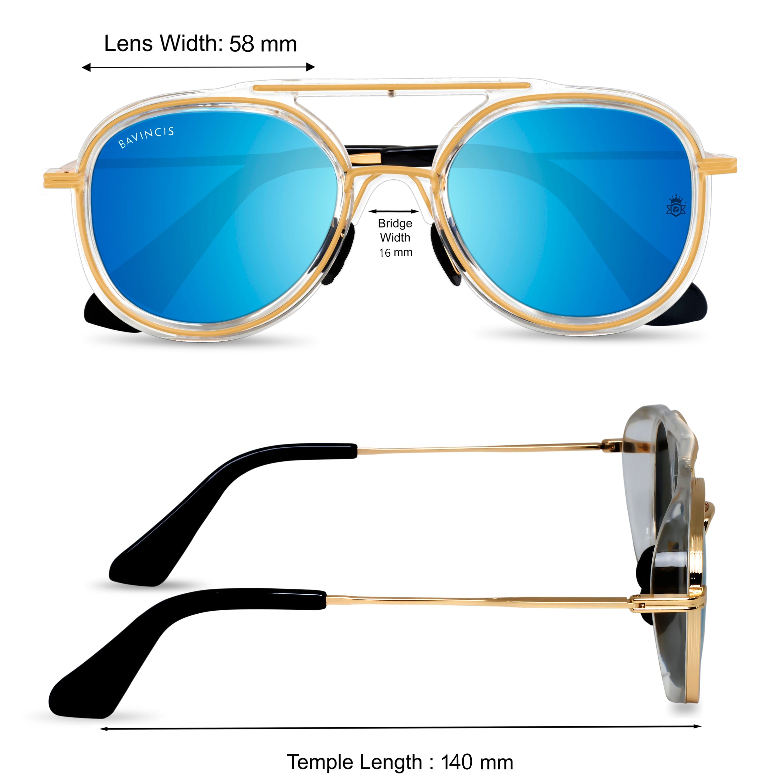 Bavincis Fleets Gold And Blue Mercury Edition Sunglasses