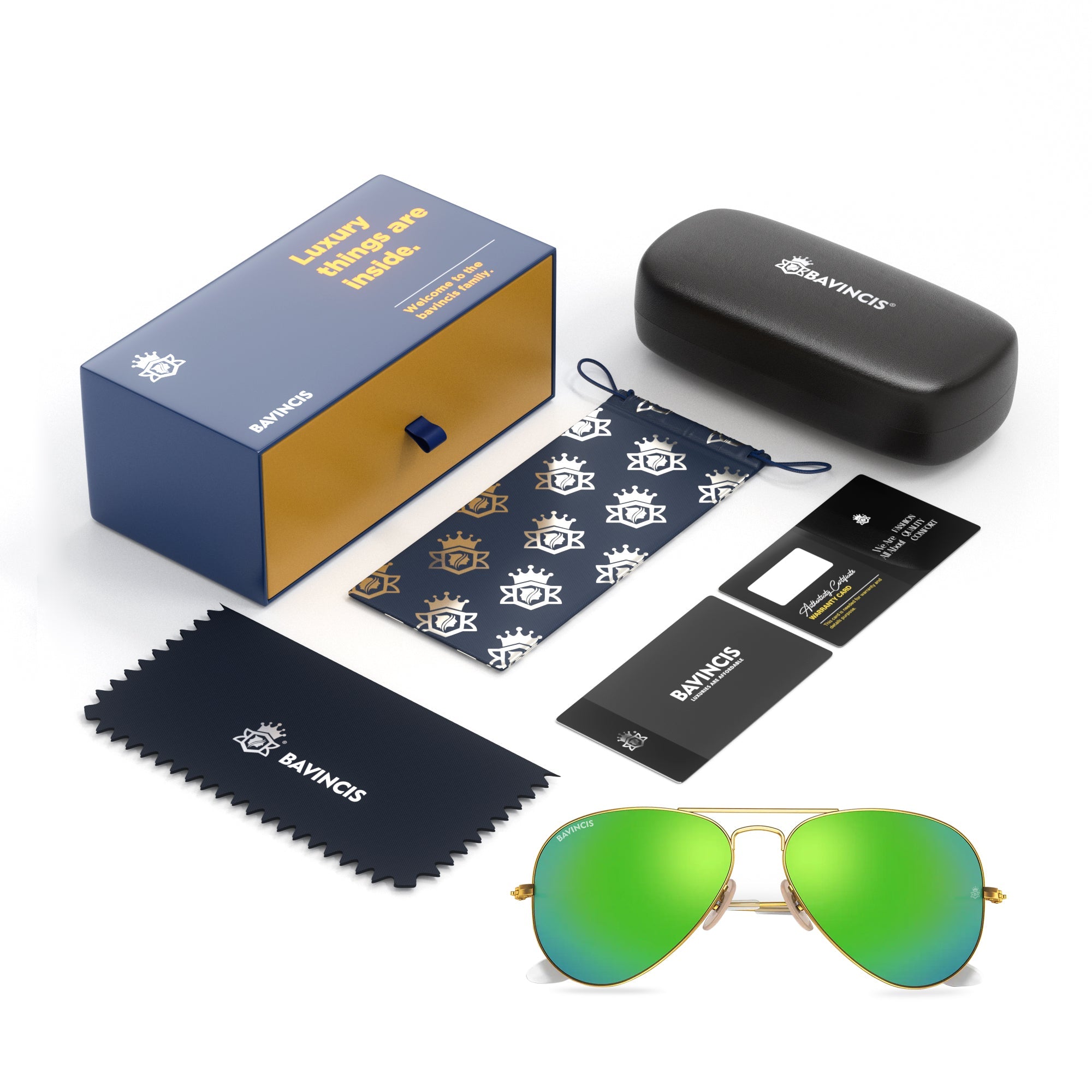 Bavincis Tommy Gold Green Mercury Edition Sunglasses