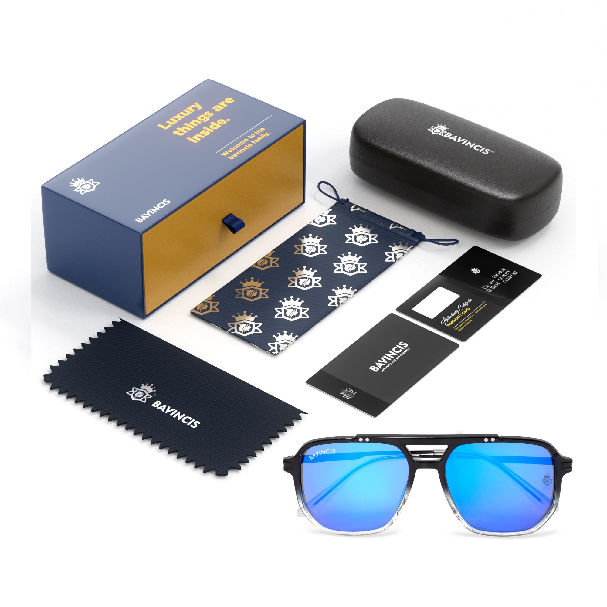 Bavincis Fixton Gold And Dark Blue Edition Sunglasses