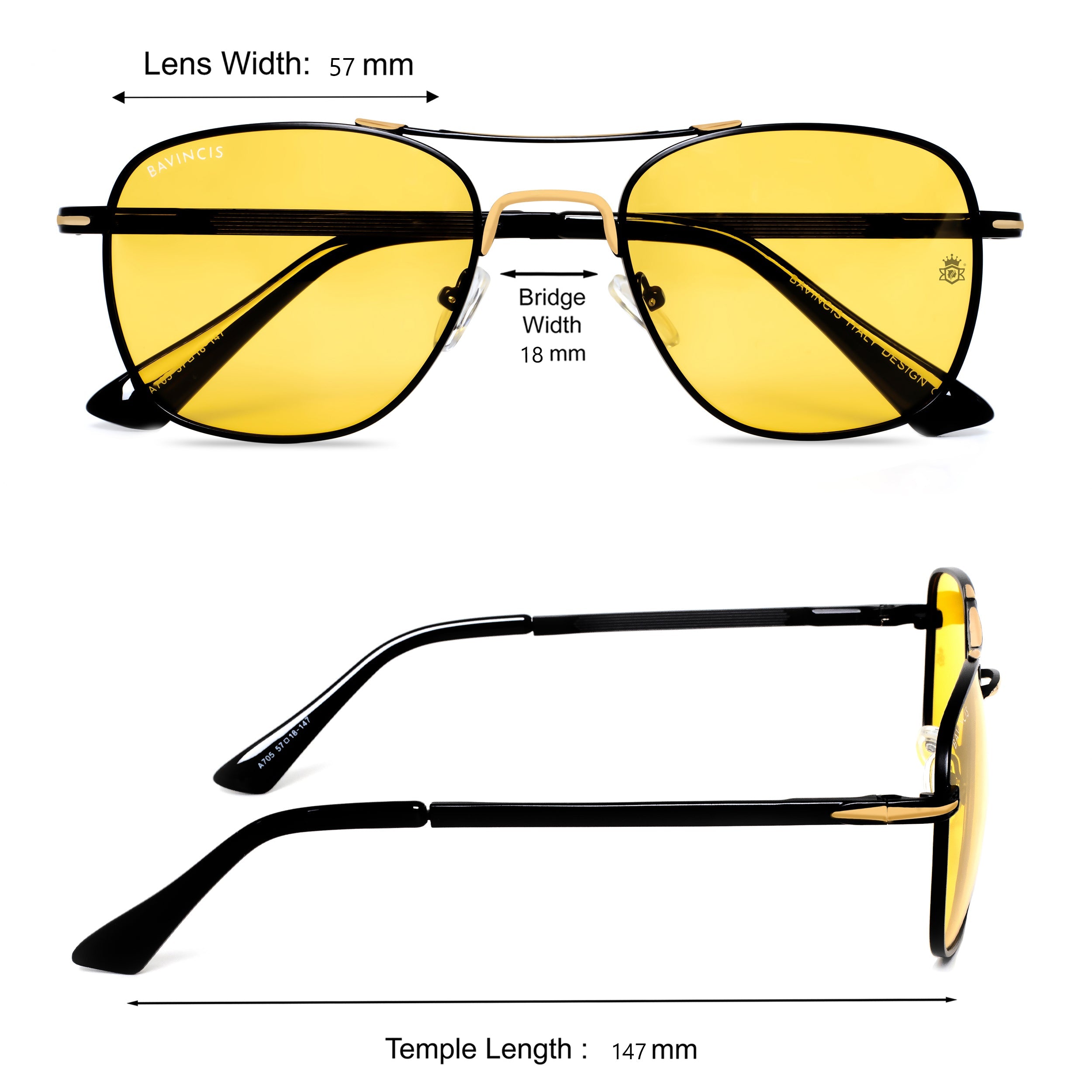 Bavincis Focal Black And Yellow Edition Sunglasses