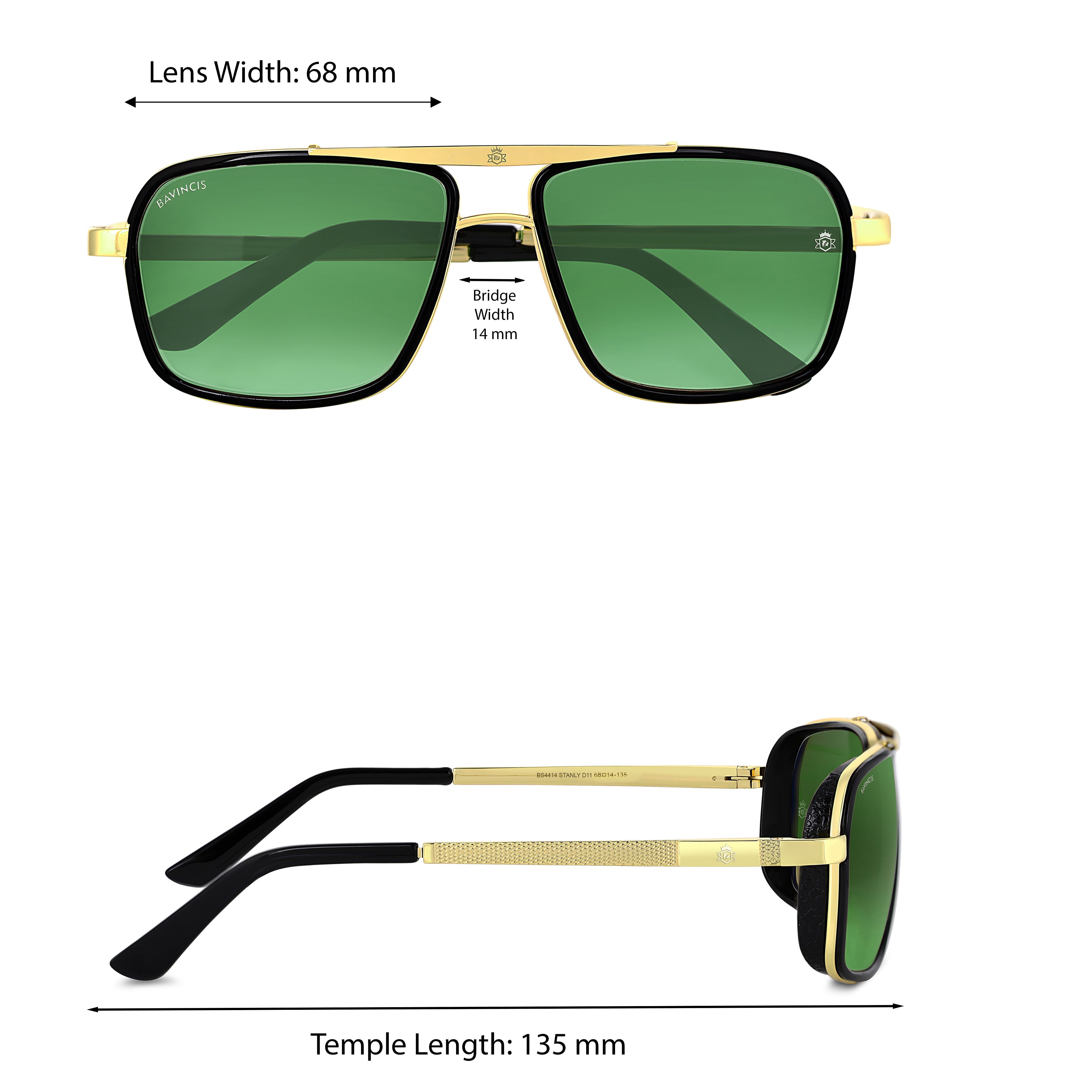 Bavincis Stanly D11 Gold and Green Edition Sunglasses