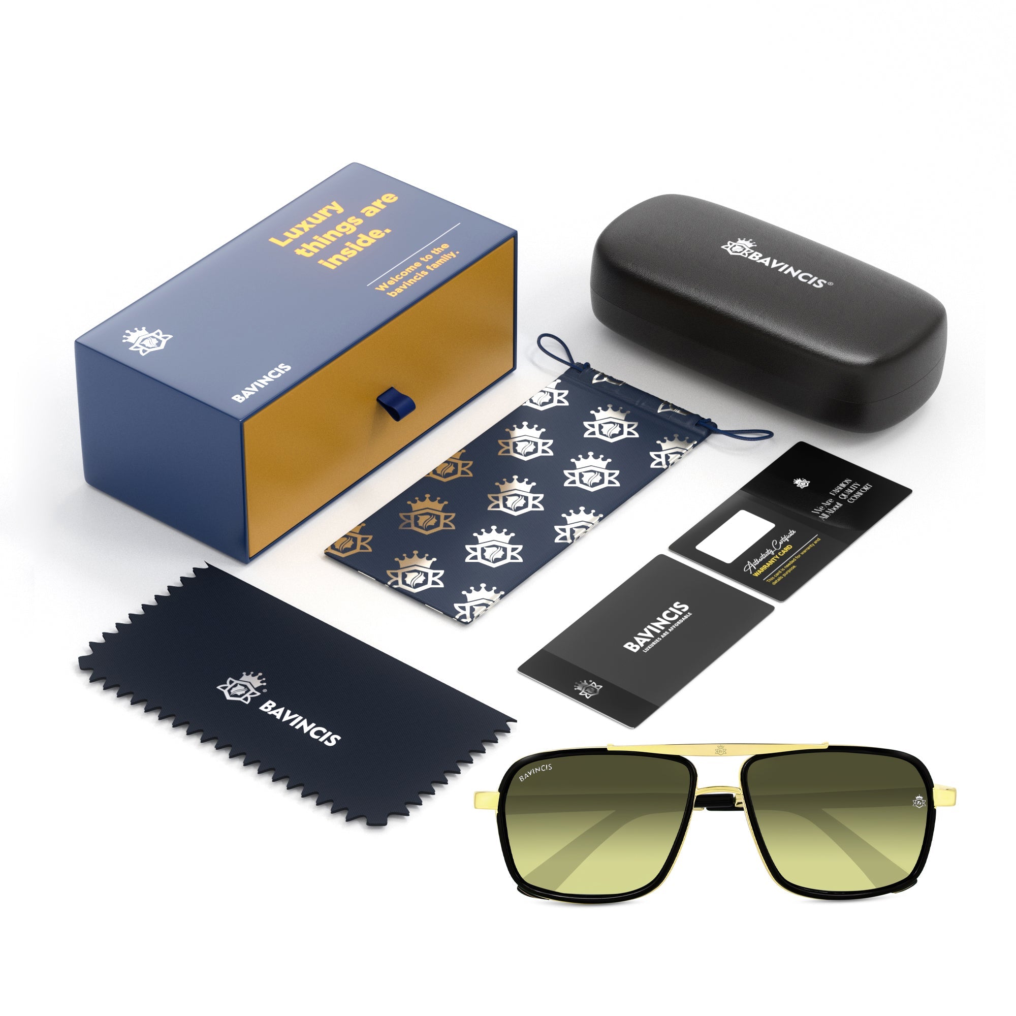 Bavincis Stanly D11 Gold And Yellow Green Gradient Edition Sunglasses