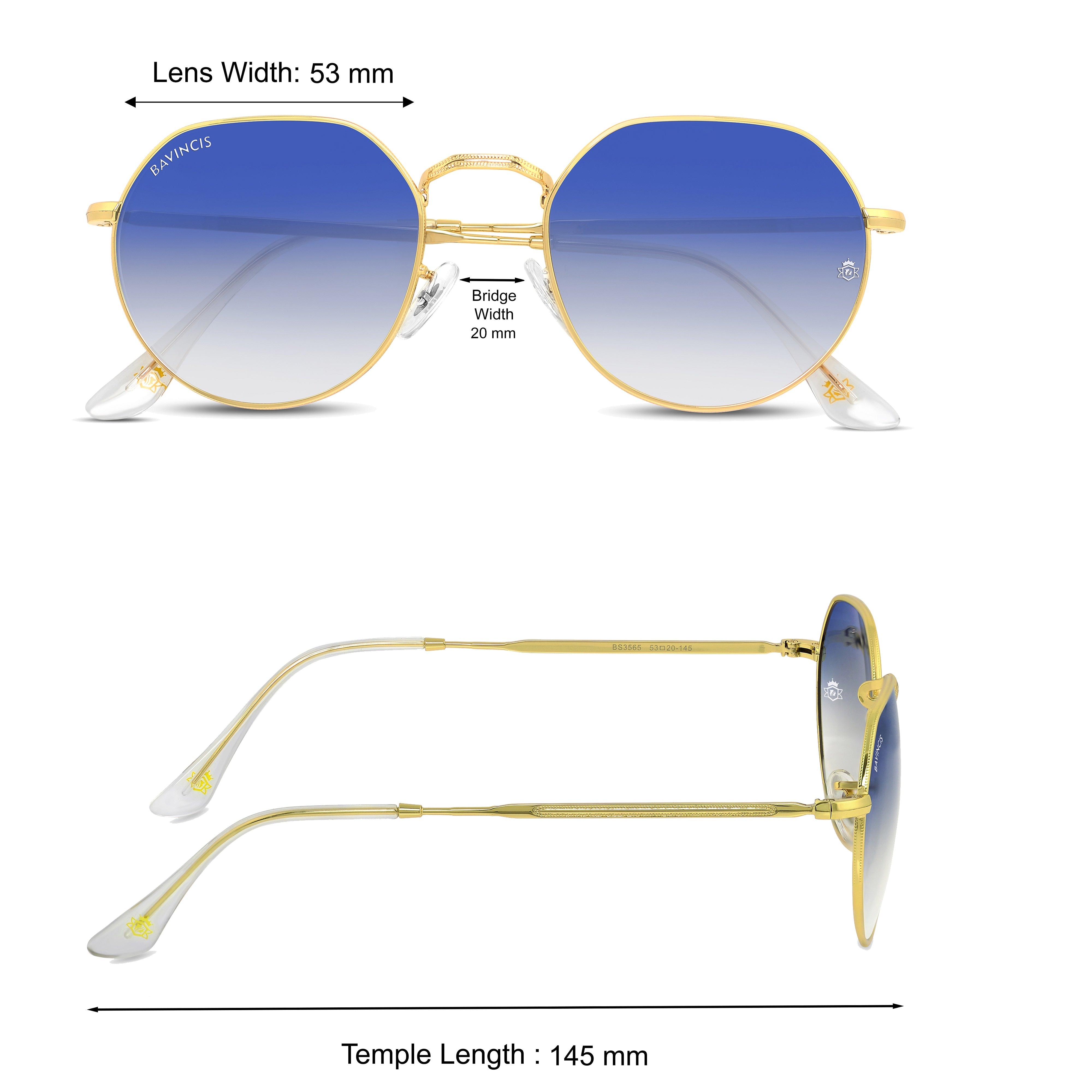 Bavincis Cooper Gold And Blue Gradient Edition Sunglasses