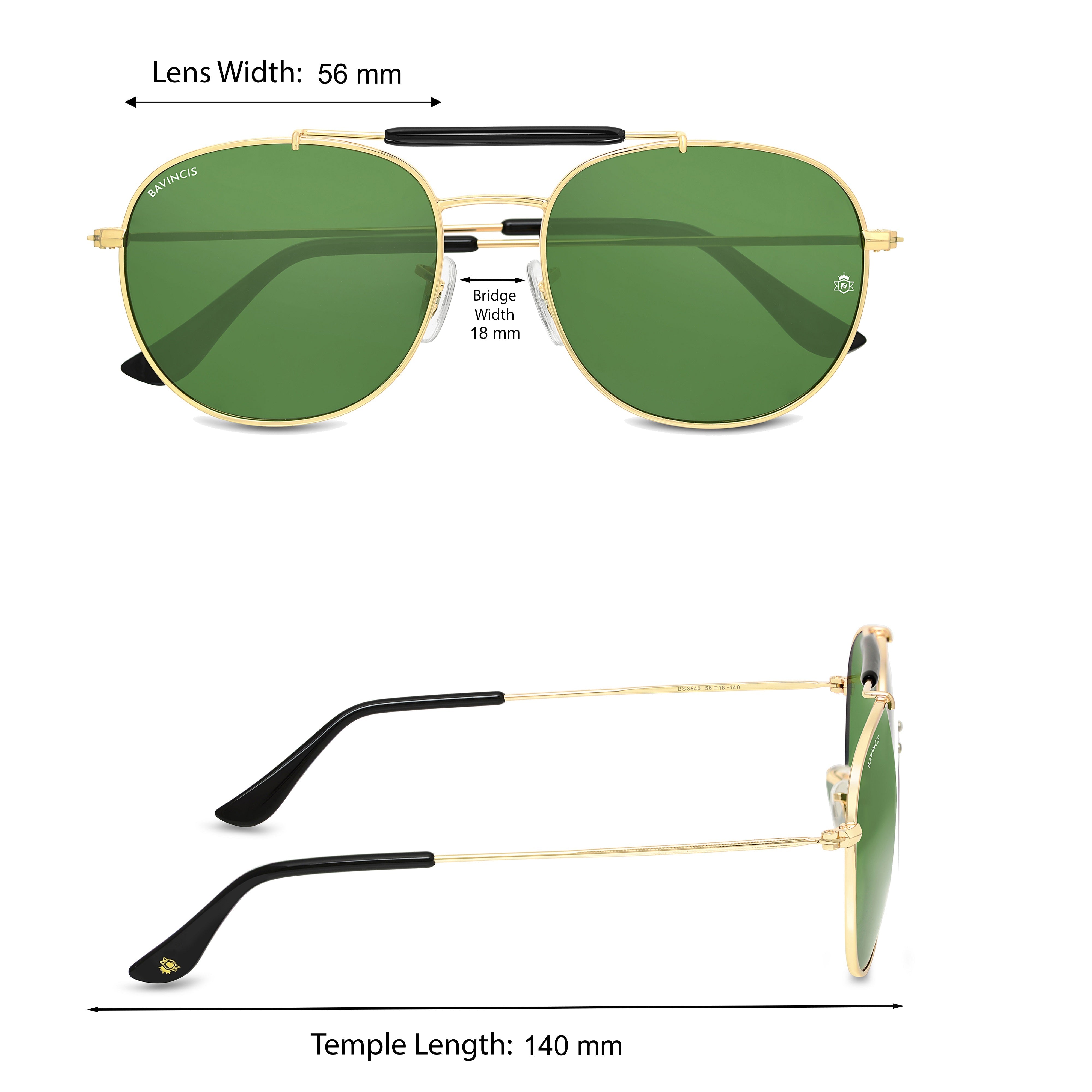Bavincis Caliber Gold And Green Edition sunglasses - BAVINCIS