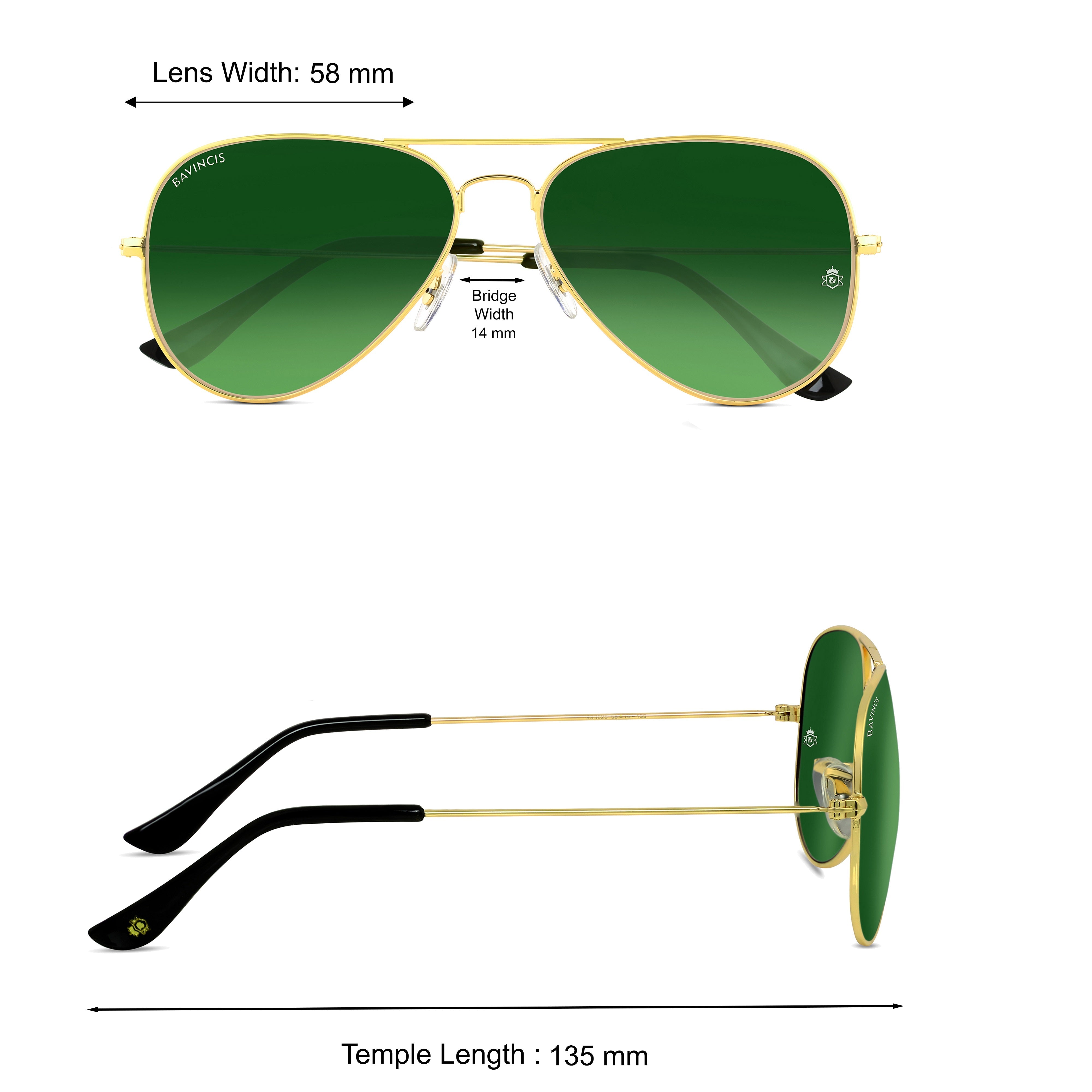 Bavincis Tommy Gold And Green Gradient Edition Sunglasses
