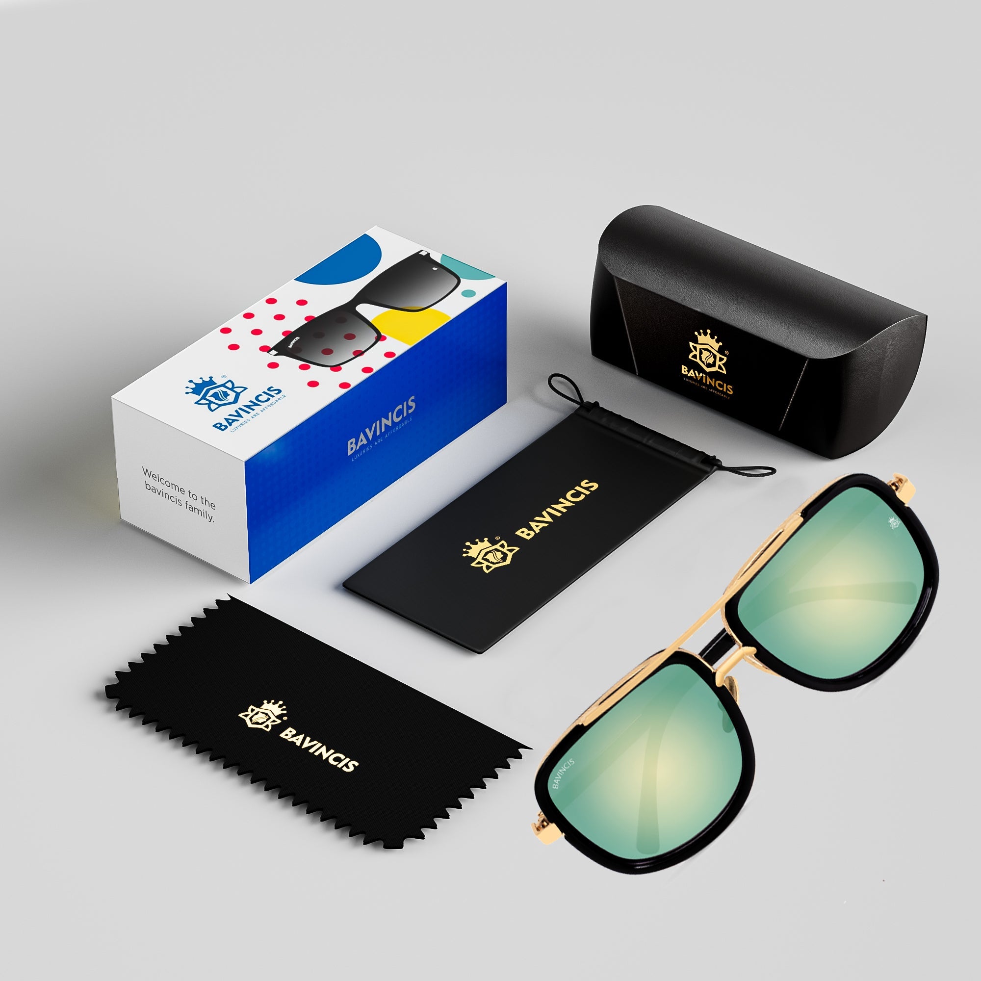 Bavincis Spectral Gold And Green Mercury Edition Sunglasses