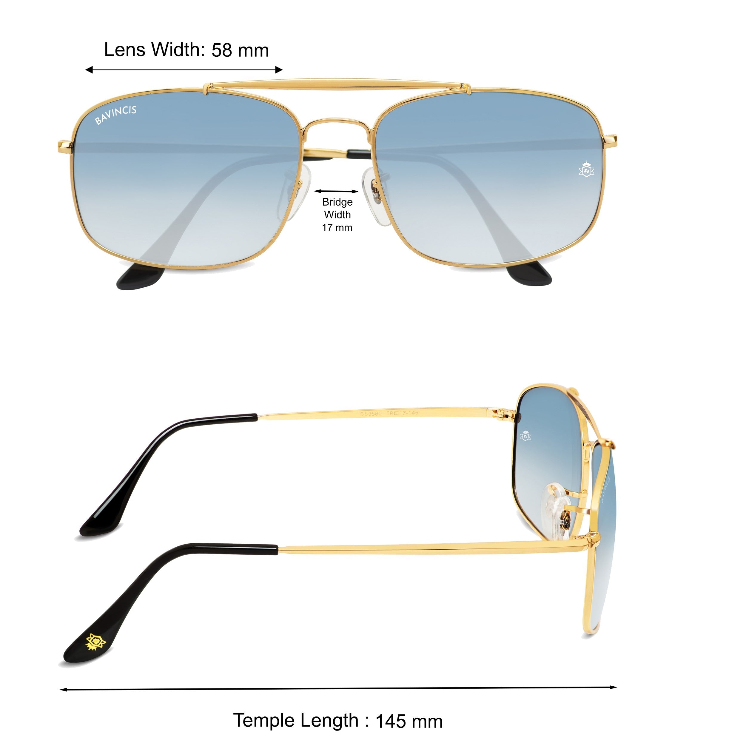 Bavincis Linford Gold And Classic Blue Edition Sunglasses