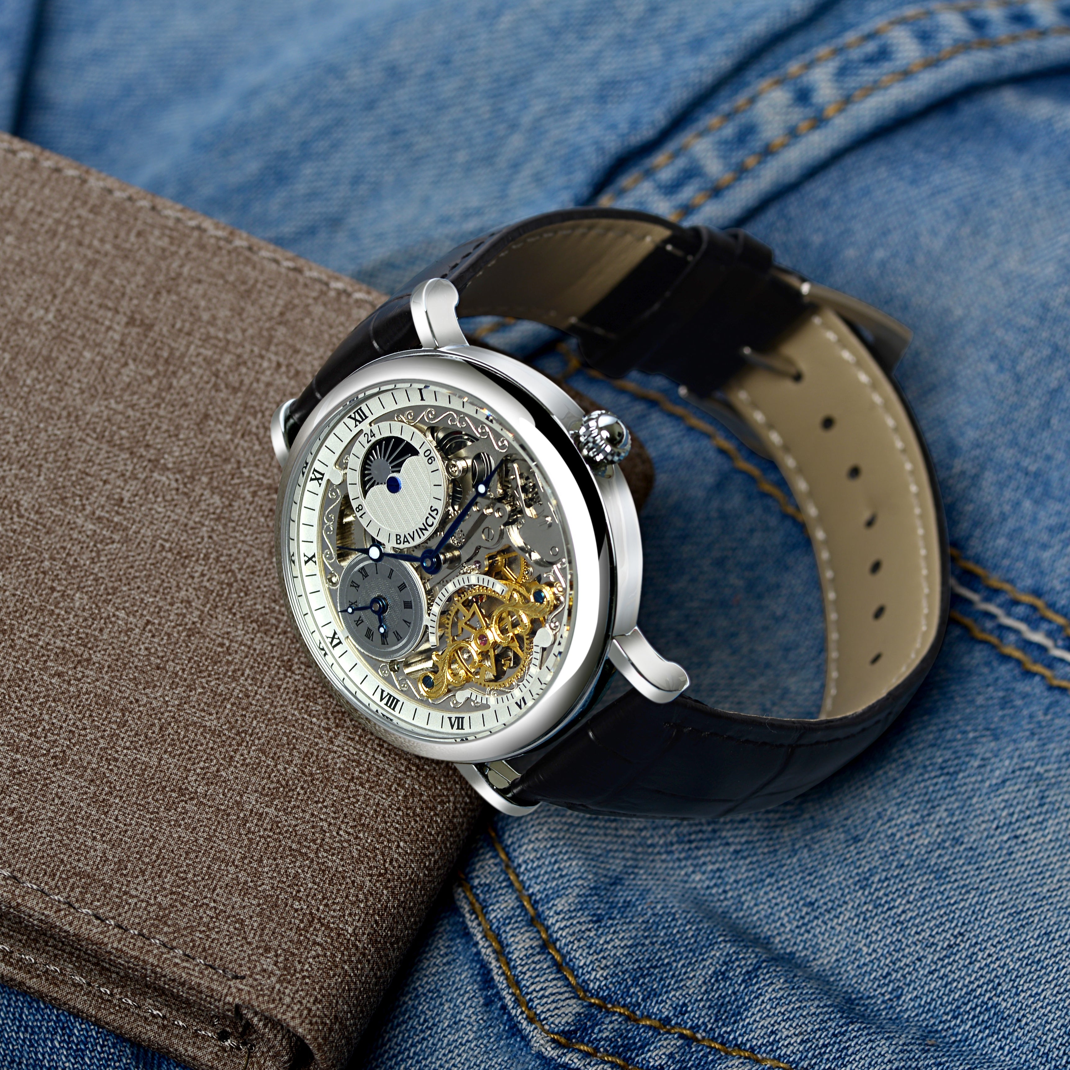 Bavincis Marcia Silver and Black I Automatic Watch