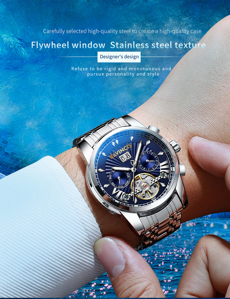 Bavincis Milgaus Silver And Blue I Automatic Watch - BAVINCIS