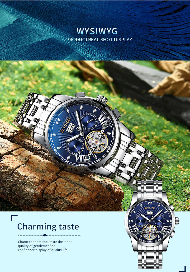 Bavincis Milgaus Silver And Blue I Automatic Watch - BAVINCIS