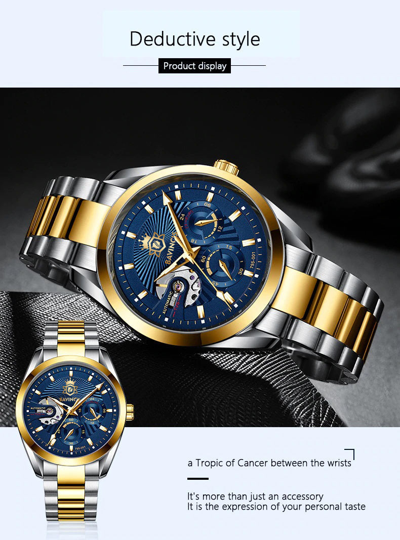 Bavincis Caltatrava Gold and Blue I Automatic Watch - BAVINCIS