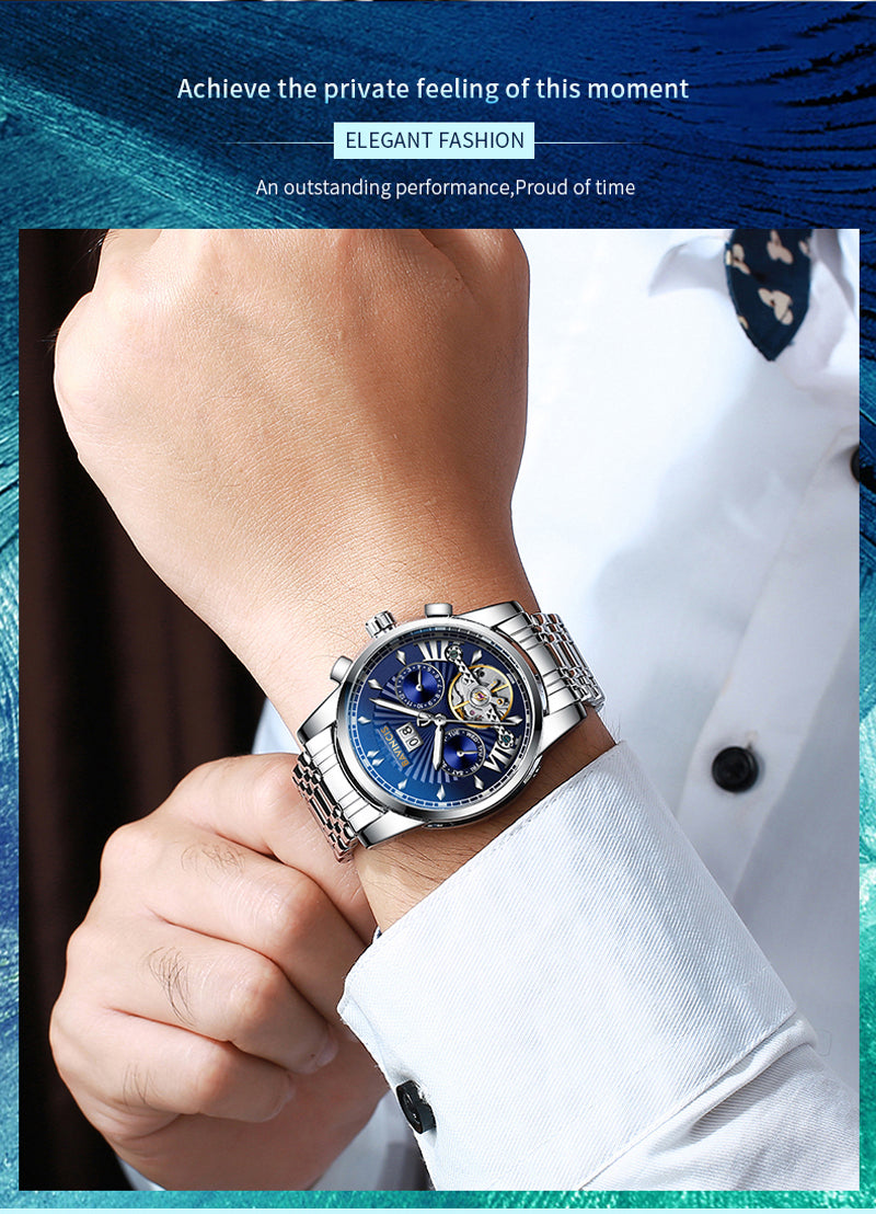 Bavincis Milgaus Silver And Blue I Automatic Watch - BAVINCIS