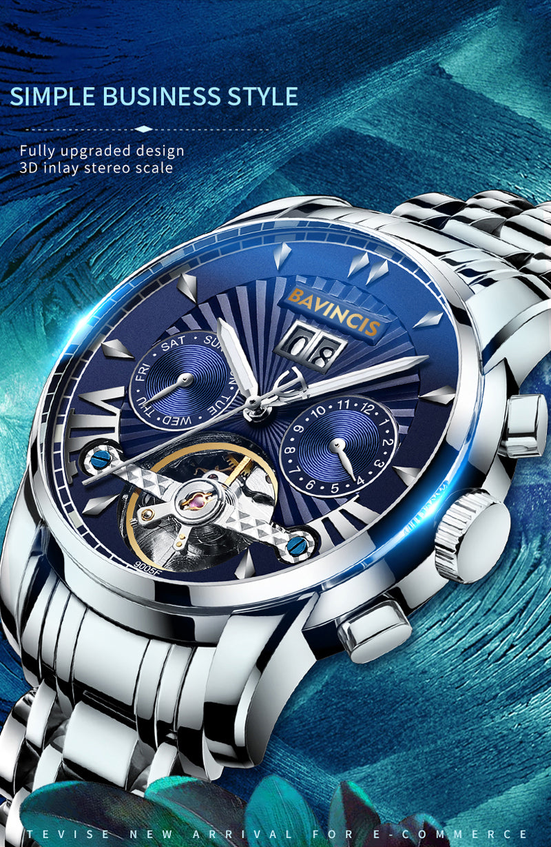 Bavincis Milgaus Silver And Blue I Automatic Watch - BAVINCIS