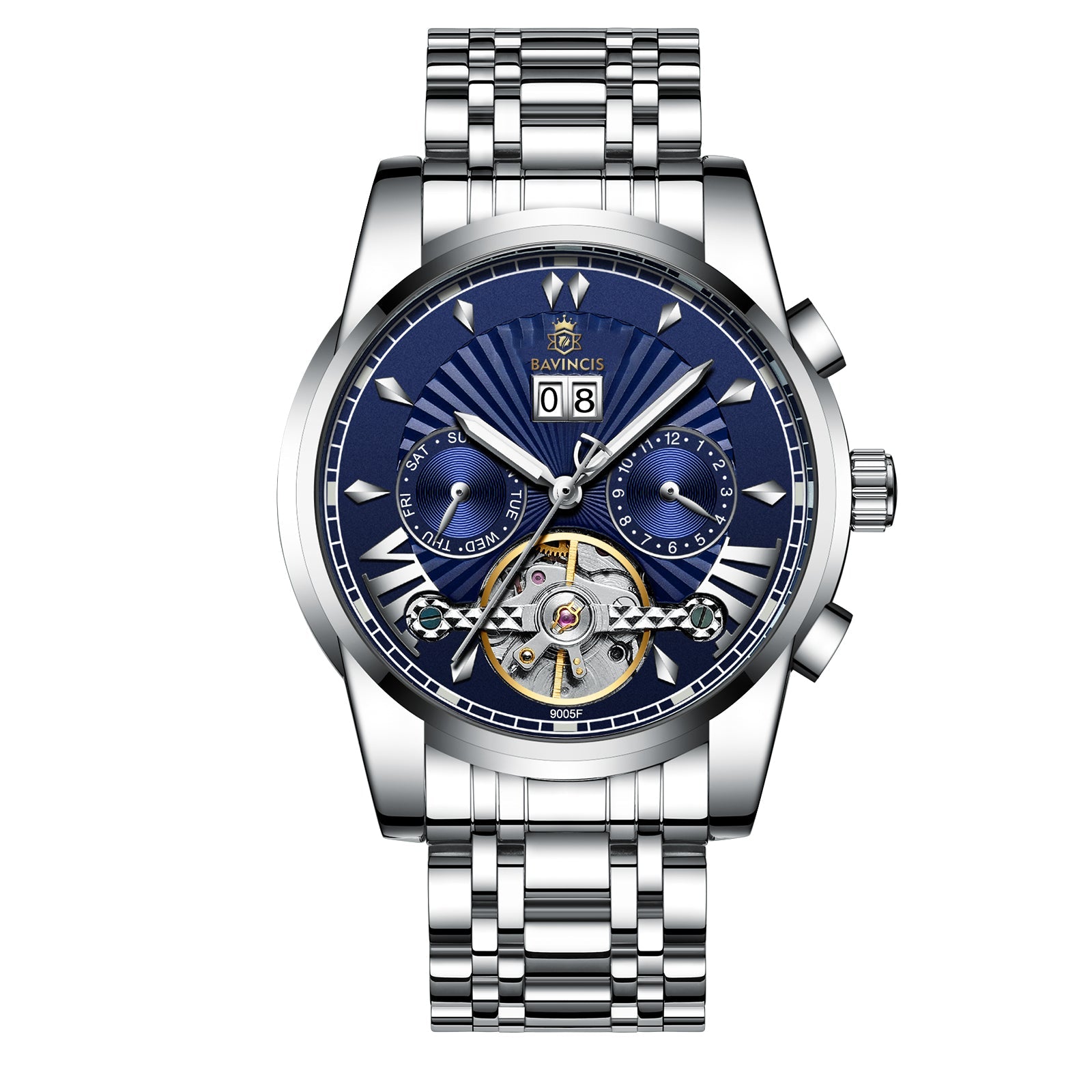 Bavincis Milgaus Silver And Blue I Automatic Watch - BAVINCIS