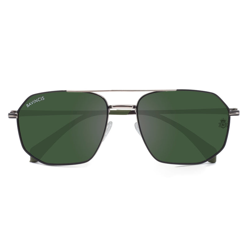 Bavincis Glance Silver And Green Edition Sunglasses