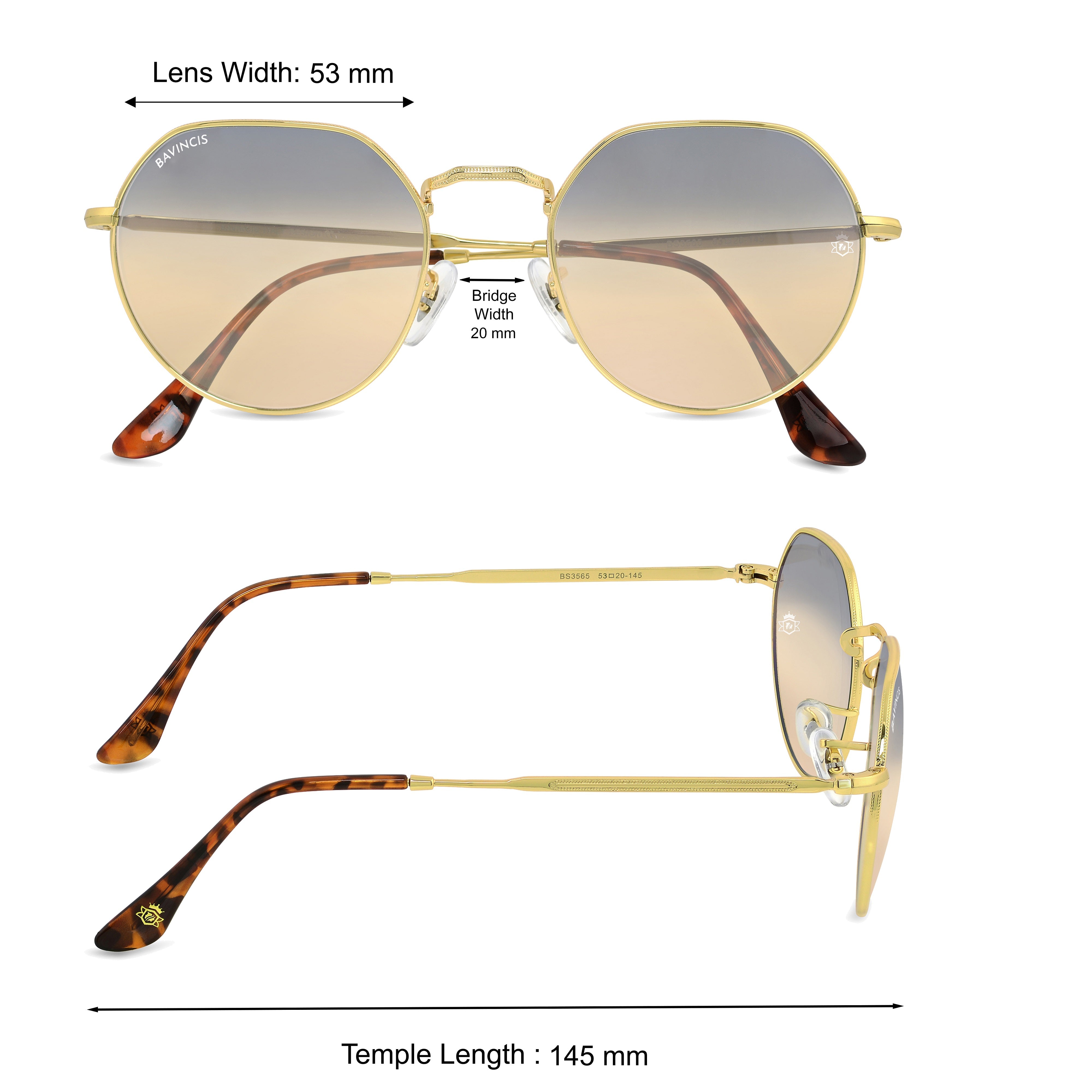 Bavincis Cooper Gold And Blue-Brown Gradient Edition Sunglasses