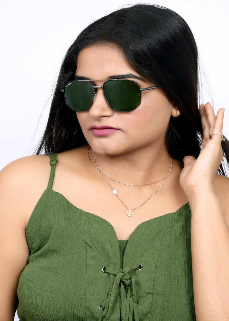 Bavincis Glance Silver And Green Edition Sunglasses
