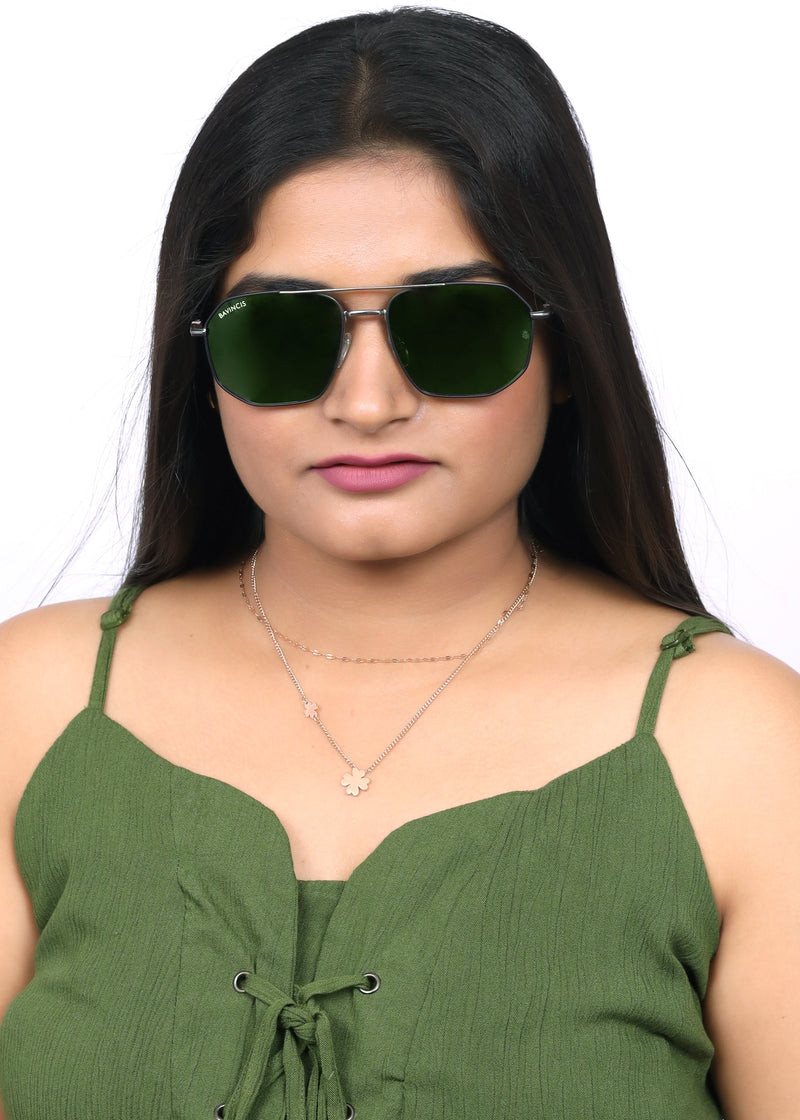 Bavincis Glance Silver And Green Edition Sunglasses