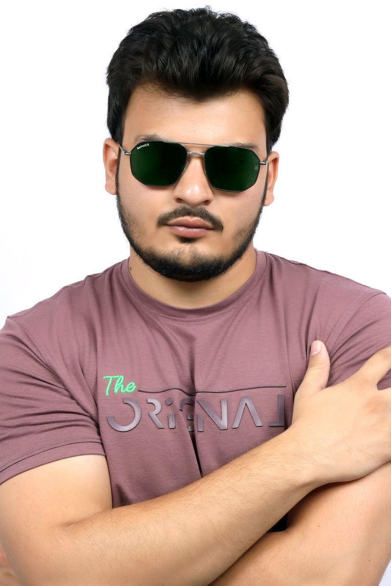 Bavincis Glance Silver And Green Edition Sunglasses