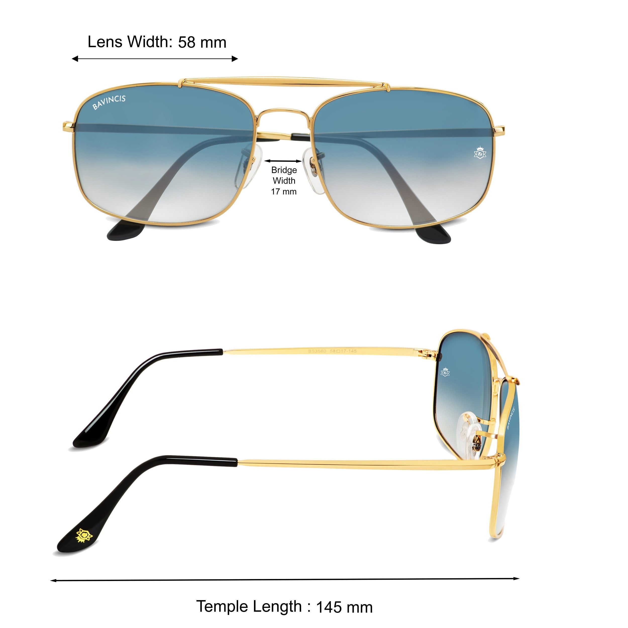 Bavincis Linford Gold And Blue Gradient Edition Sunglasses