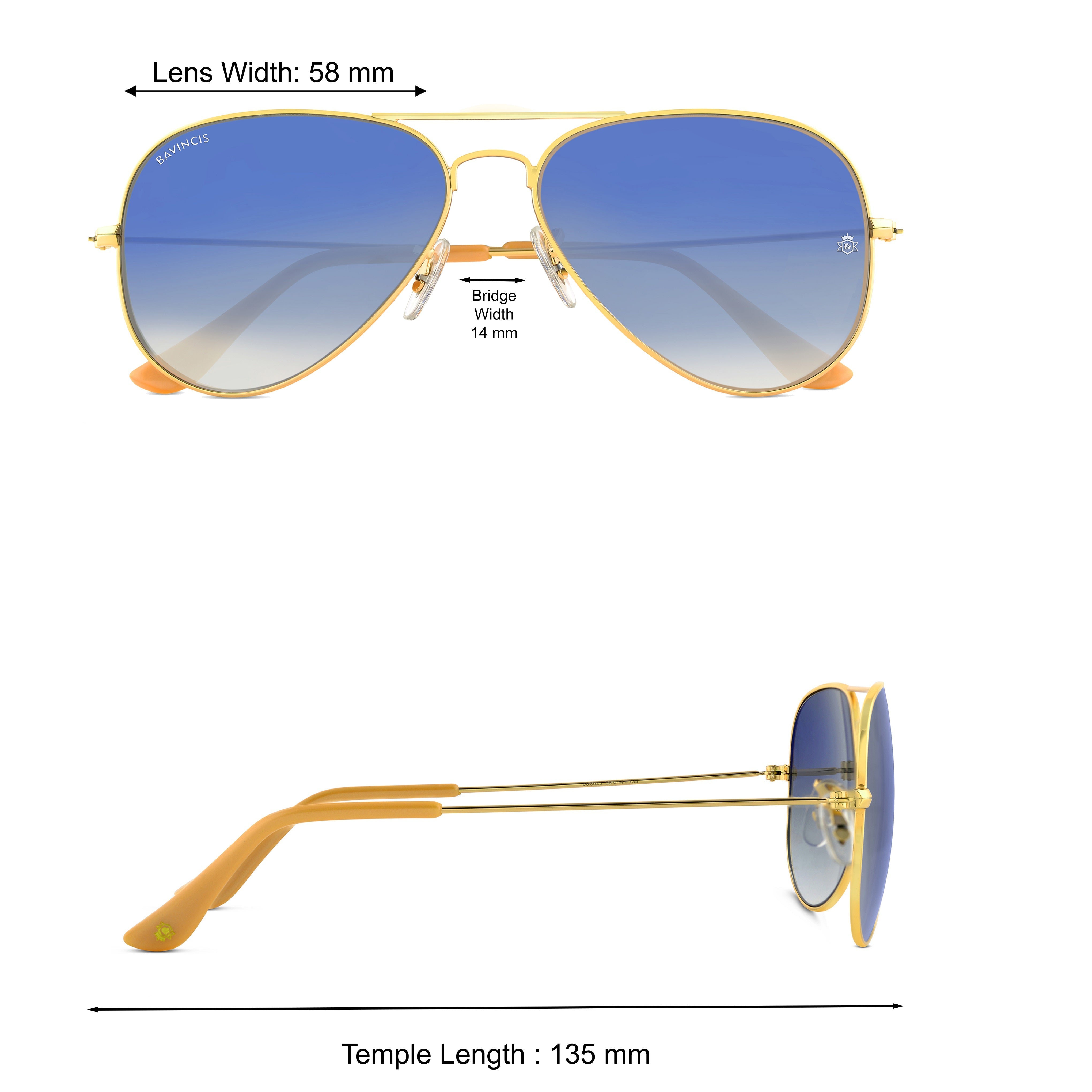 Bavincis Tommy Gold And Blue Gradient Edition Sunglasses - BAVINCIS