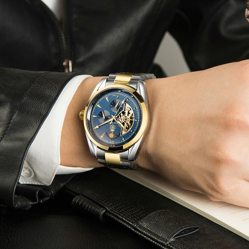 Bavincis Moonaut Gold And Blue I Automatic Watch - BAVINCIS