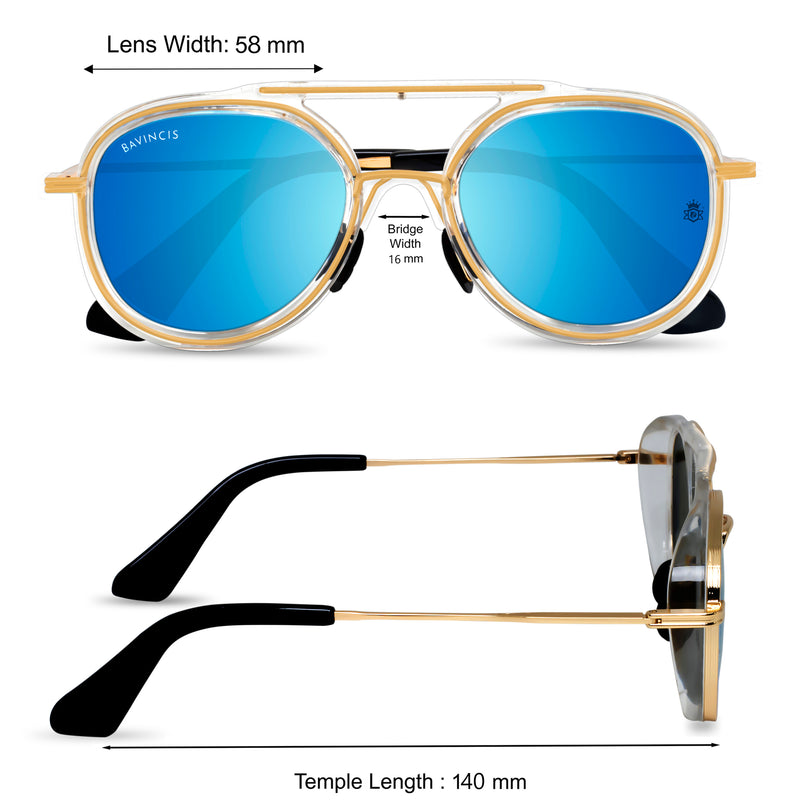 Bavincis Fleets Gold And Blue Mercury Edition Sunglasses