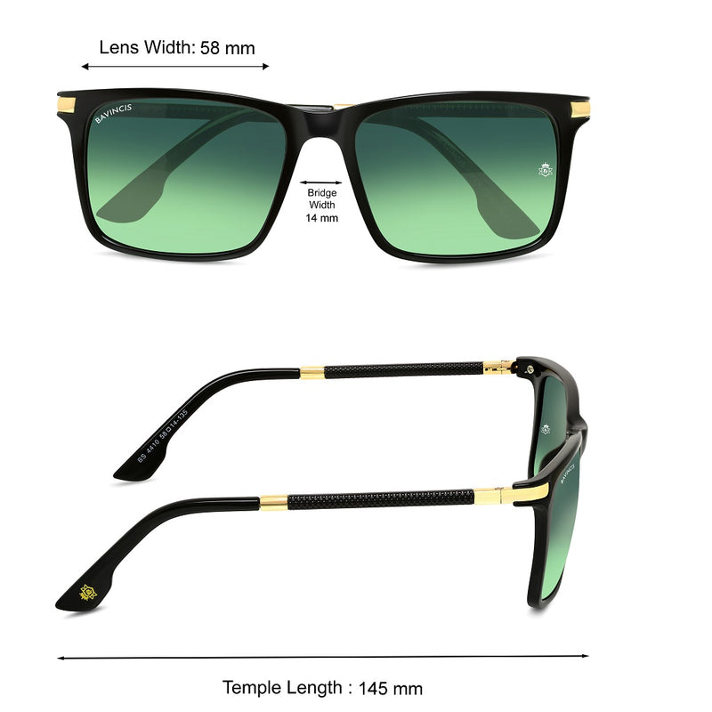 Bavincis Milano Black And Green Gradiant Edition Sunglasses - BAVINCIS