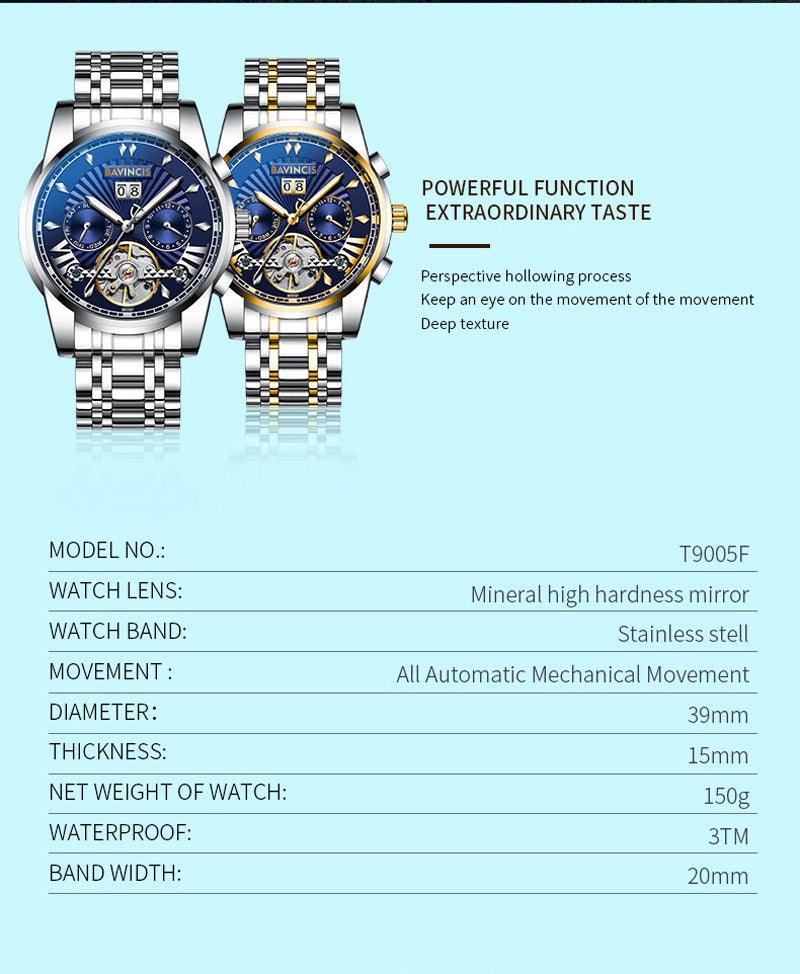 Bavincis Milgaus Silver And Blue I Automatic Watch - BAVINCIS
